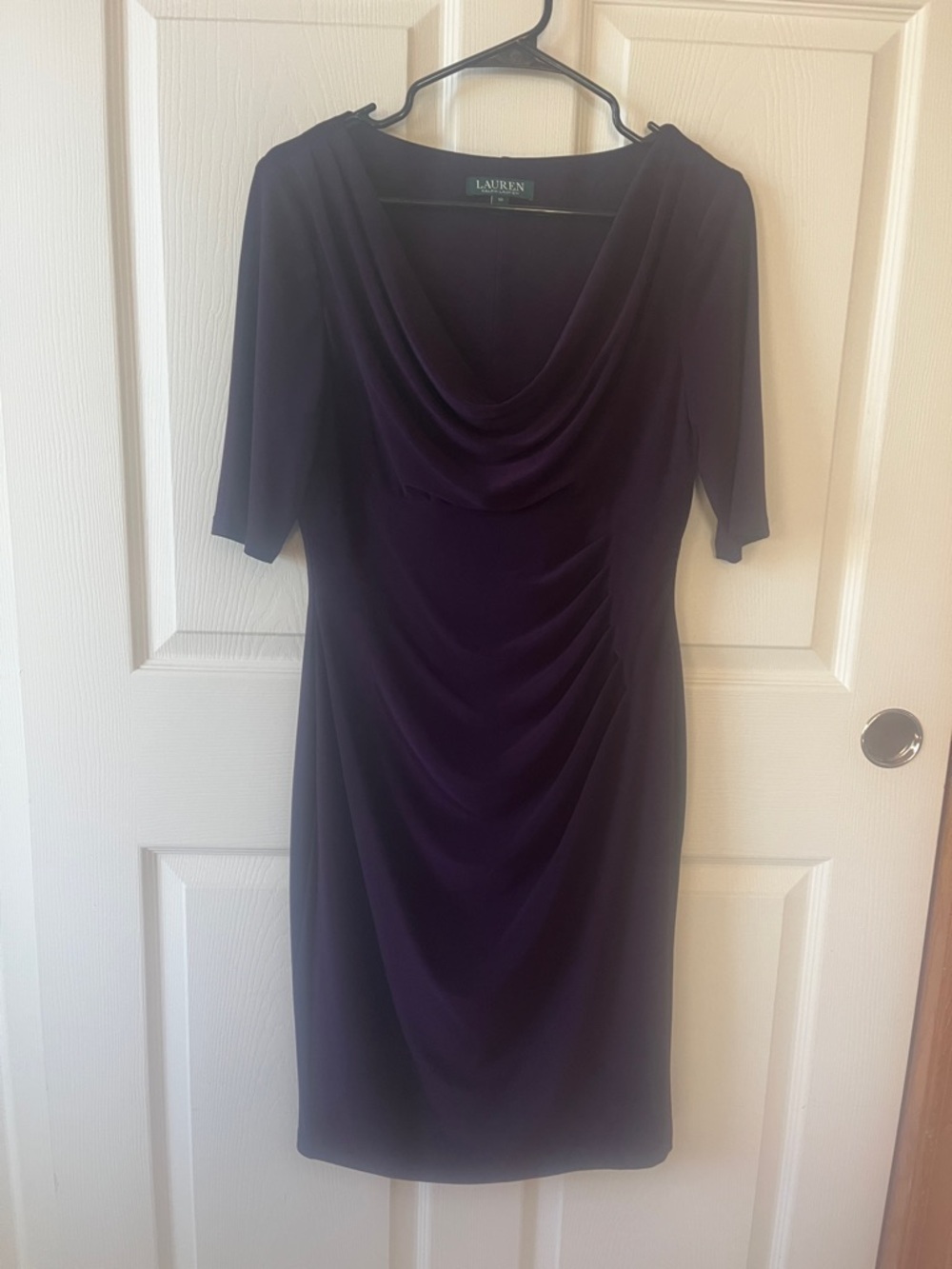Lauren Ralph Lauren Deep Purple Draped Midi Dress